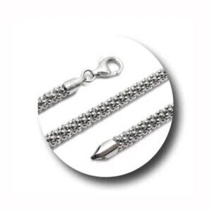 STERLING SILVER RHODIUM FINISH POPCORN CHAIN NECKLACE IN 4MM.
